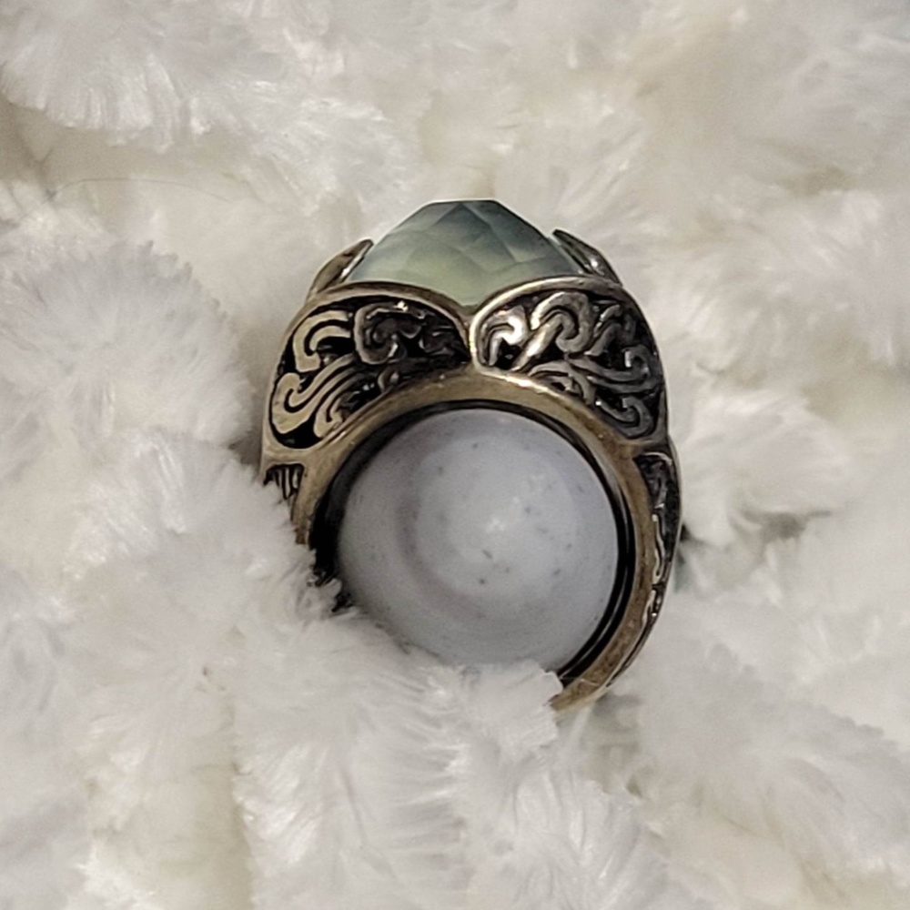 BEAUTIFUL Carolyn Pollack Green Gemstone Ring - Picture 9 of 11